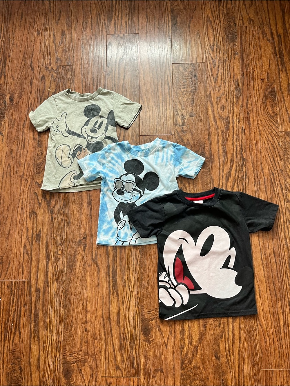 Kids Mickey Mouse Graphic Tee Bundle of 3- Black, Blue, Tan